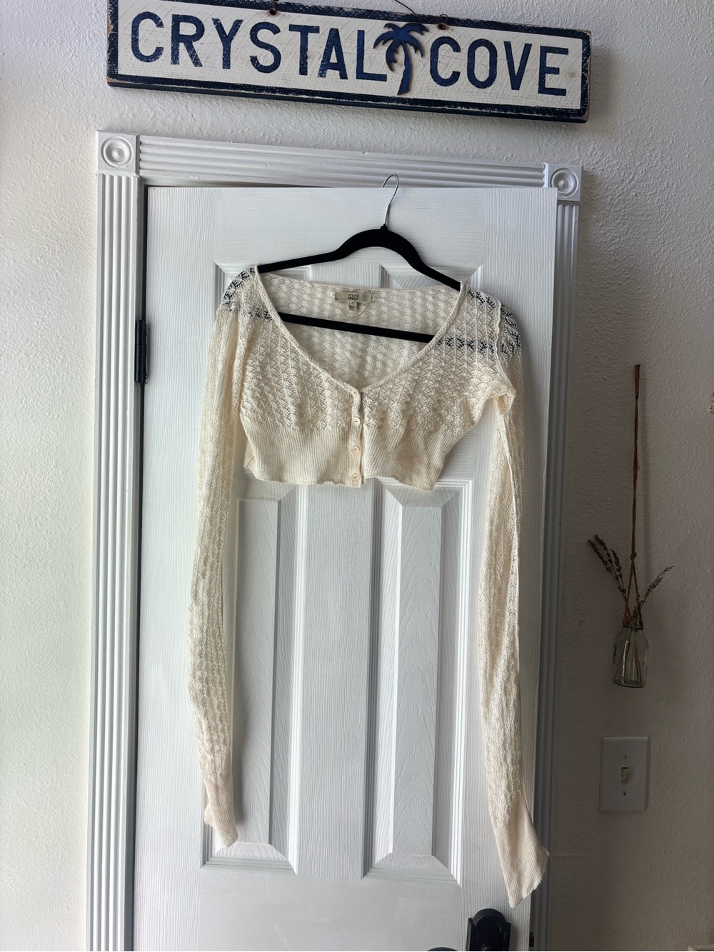 EDUN Cream Open-Knit Cropped Cardigan